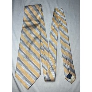 FACONNABLE Tie Blue Yellow Striped 100% Silk Made in France Necktie‎